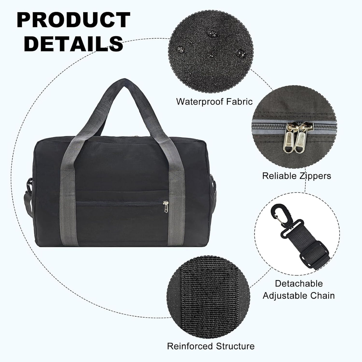 For Spirit Airlines Personal Item Bag 18x14x8 in Underseat Carry-on Luggage foldable Travel Duffle Bag for Airplanes (30L, Navy)