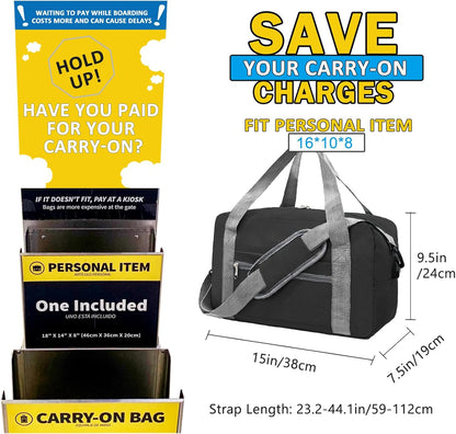 For Spirit Airlines Personal Item Bag 18x14x8 in Underseat Carry-on Luggage foldable Travel Duffle Bag for Airplanes (30L, Navy)