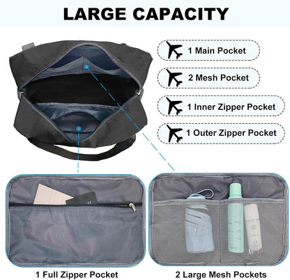 For Spirit Airlines Personal Item Bag 18x14x8 in Underseat Carry-on Luggage foldable Travel Duffle Bag for Airplanes (30L, Navy)