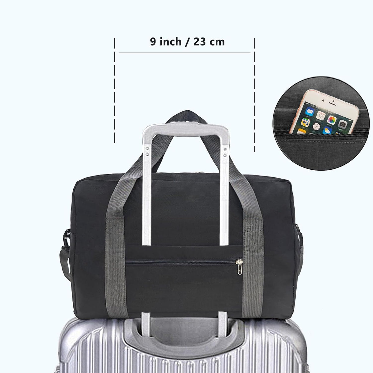 For Spirit Airlines Personal Item Bag 18x14x8 in Underseat Carry-on Luggage foldable Travel Duffle Bag for Airplanes (30L, Navy)