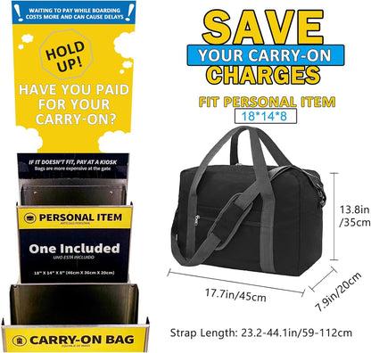 For Spirit Airlines Personal Item Bag 18x14x8 in Underseat Carry-on Luggage foldable Travel Duffle Bag for Airplanes (30L, Navy)