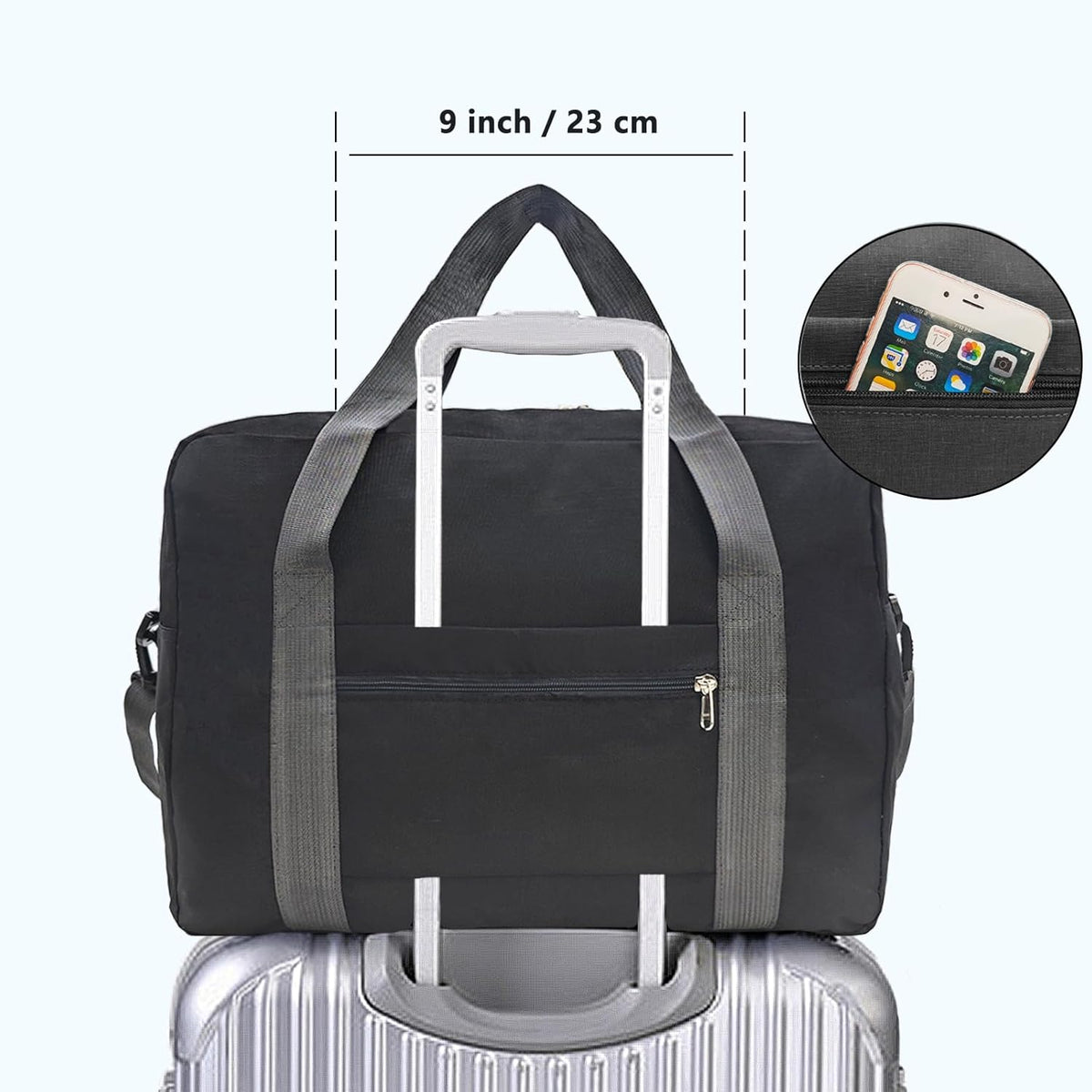 For Spirit Airlines Personal Item Bag 18x14x8 in Underseat Carry-on Luggage foldable Travel Duffle Bag for Airplanes (30L, Navy)