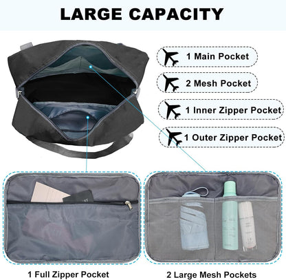 For Spirit Airlines Personal Item Bag 18x14x8 in Underseat Carry-on Luggage foldable Travel Duffle Bag for Airplanes (30L, Navy)
