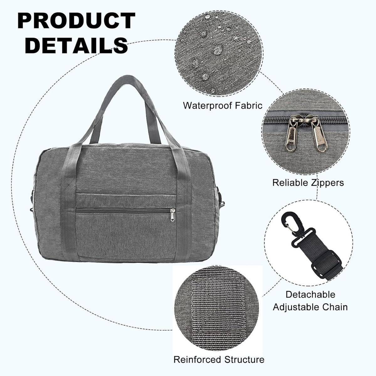 For Spirit Airlines Personal Item Bag 18x14x8 in Underseat Carry-on Luggage foldable Travel Duffle Bag for Airplanes (30L, Navy)