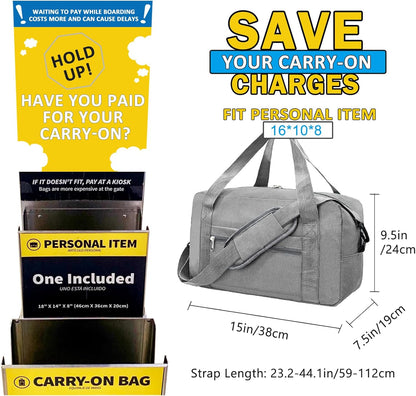 For Spirit Airlines Personal Item Bag 18x14x8 in Underseat Carry-on Luggage foldable Travel Duffle Bag for Airplanes (30L, Navy)