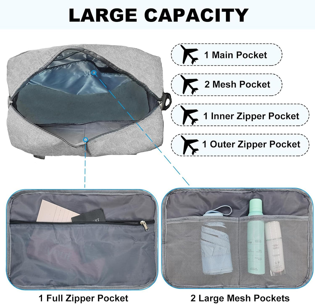 For Spirit Airlines Personal Item Bag 18x14x8 in Underseat Carry-on Luggage foldable Travel Duffle Bag for Airplanes (30L, Navy)