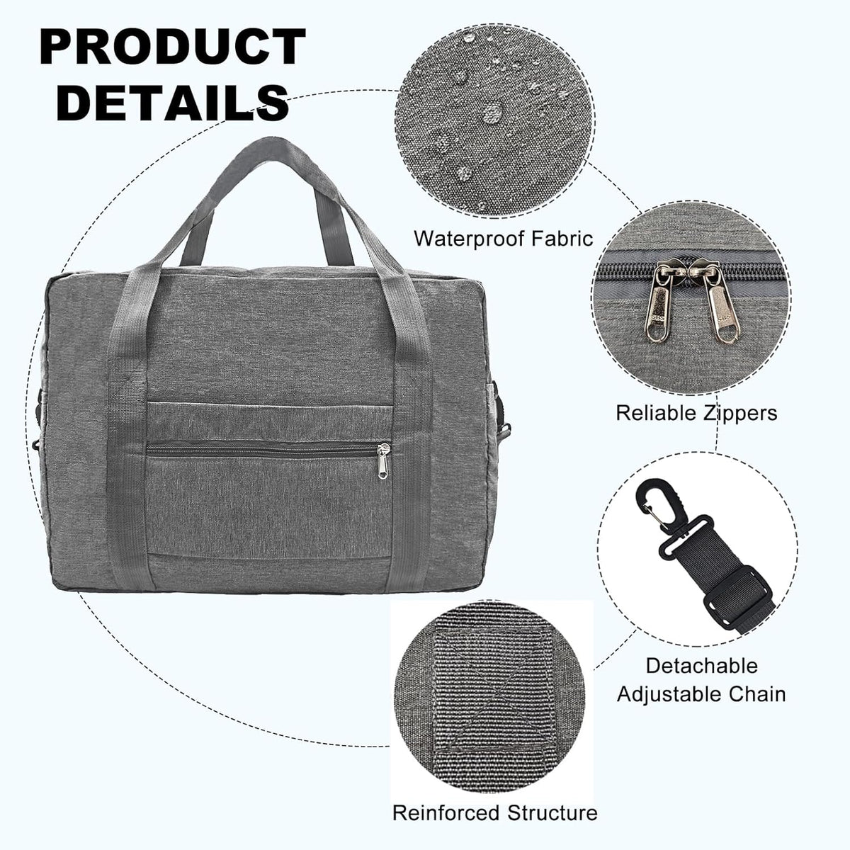 For Spirit Airlines Personal Item Bag 18x14x8 in Underseat Carry-on Luggage foldable Travel Duffle Bag for Airplanes (30L, Navy)