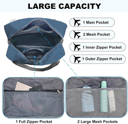 For Spirit Airlines Personal Item Bag 18x14x8 in Underseat Carry-on Luggage foldable Travel Duffle Bag for Airplanes (30L, Navy)