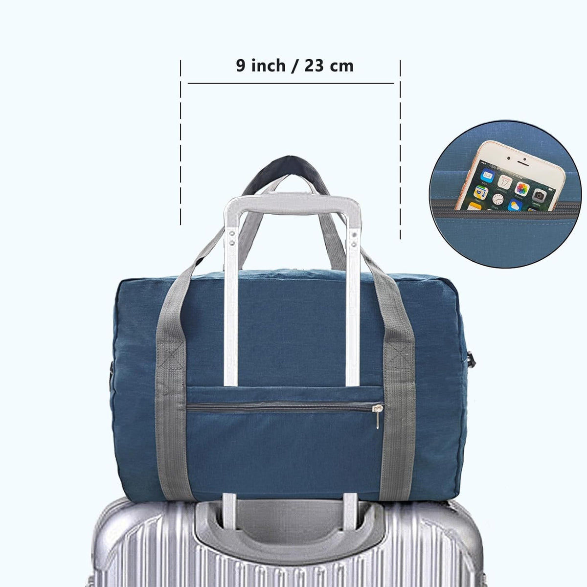 For Spirit Airlines Personal Item Bag 18x14x8 in Underseat Carry-on Luggage foldable Travel Duffle Bag for Airplanes (30L, Navy)
