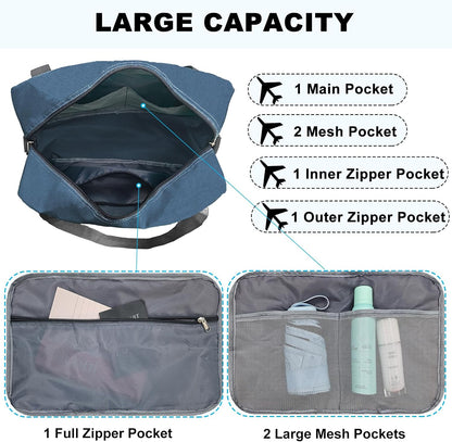 For Spirit Airlines Personal Item Bag 18x14x8 in Underseat Carry-on Luggage foldable Travel Duffle Bag for Airplanes (30L, Navy)