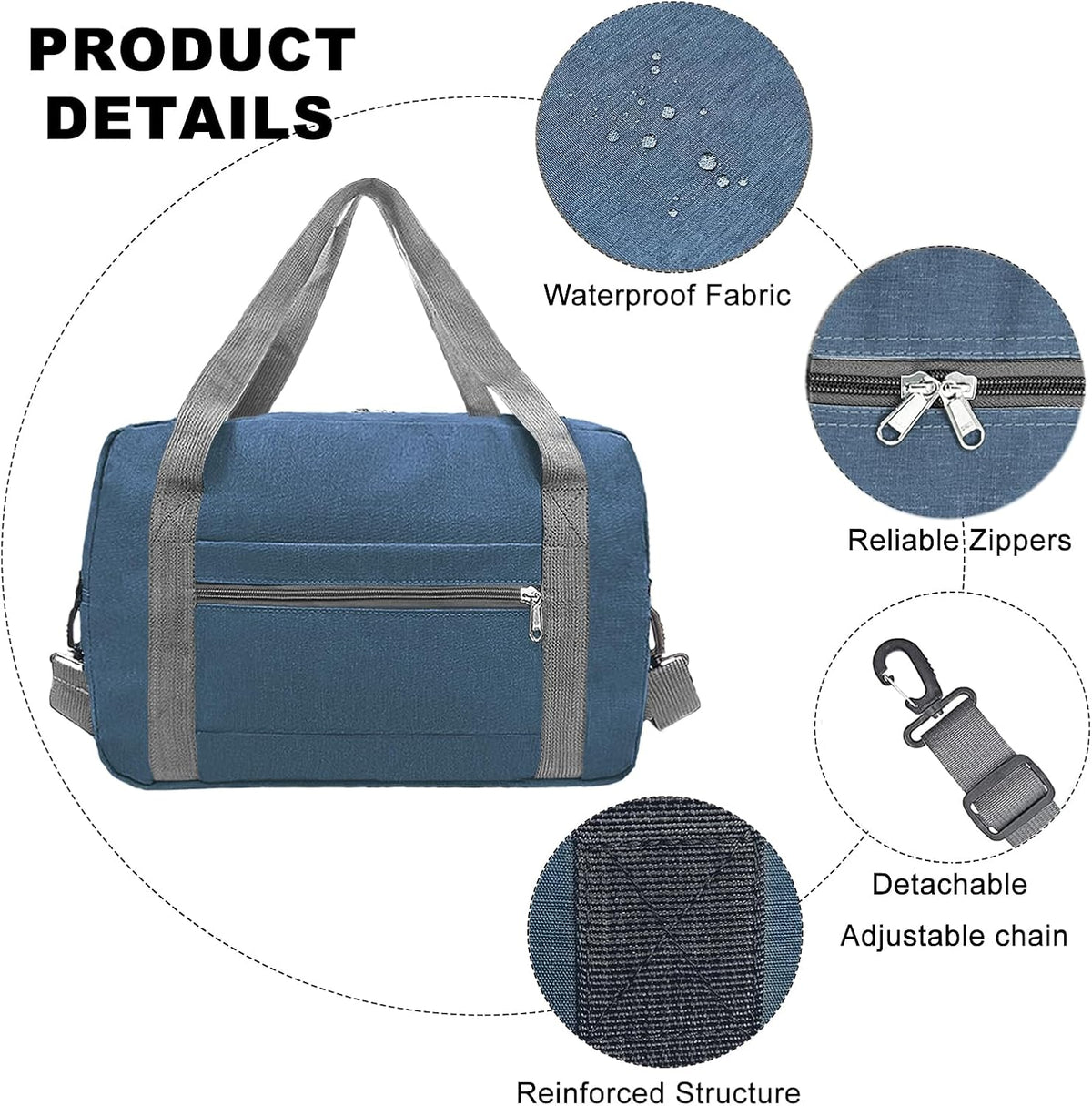 For Spirit Airlines Personal Item Bag 18x14x8 in Underseat Carry-on Luggage foldable Travel Duffle Bag for Airplanes (30L, Navy)