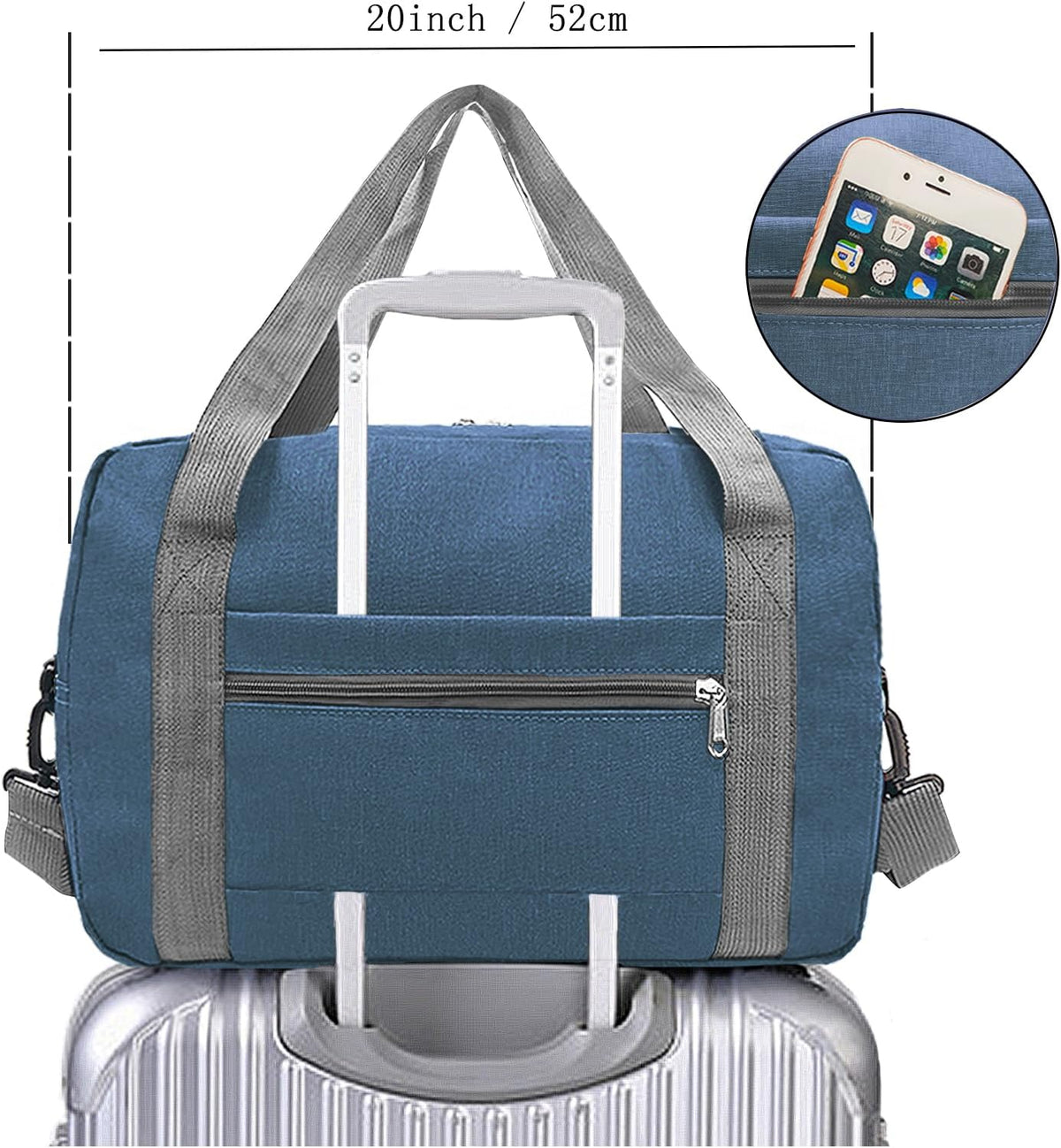 For Spirit Airlines Personal Item Bag 18x14x8 in Underseat Carry-on Luggage foldable Travel Duffle Bag for Airplanes (30L, Navy)