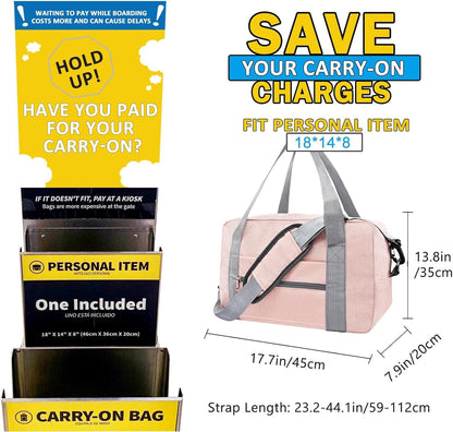 For Spirit Airlines Personal Item Bag 18x14x8 in Underseat Carry-on Luggage foldable Travel Duffle Bag for Airplanes (30L, Navy)