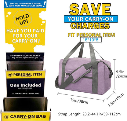 For Spirit Airlines Personal Item Bag 18x14x8 in Underseat Carry-on Luggage foldable Travel Duffle Bag for Airplanes (30L, Navy)