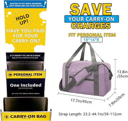 For Spirit Airlines Personal Item Bag 18x14x8 in Underseat Carry-on Luggage foldable Travel Duffle Bag for Airplanes (30L, Navy)