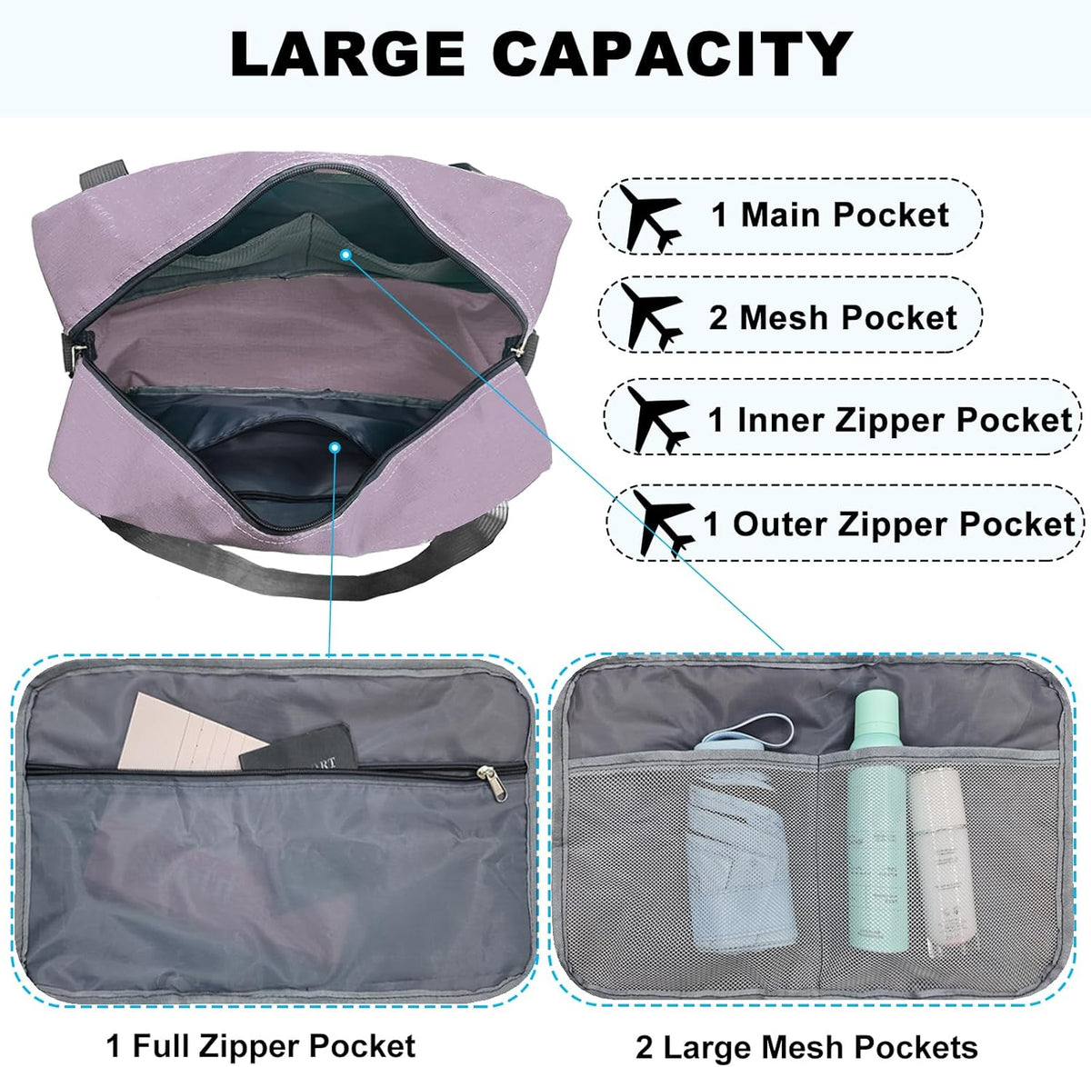 For Spirit Airlines Personal Item Bag 18x14x8 in Underseat Carry-on Luggage foldable Travel Duffle Bag for Airplanes (30L, Navy)