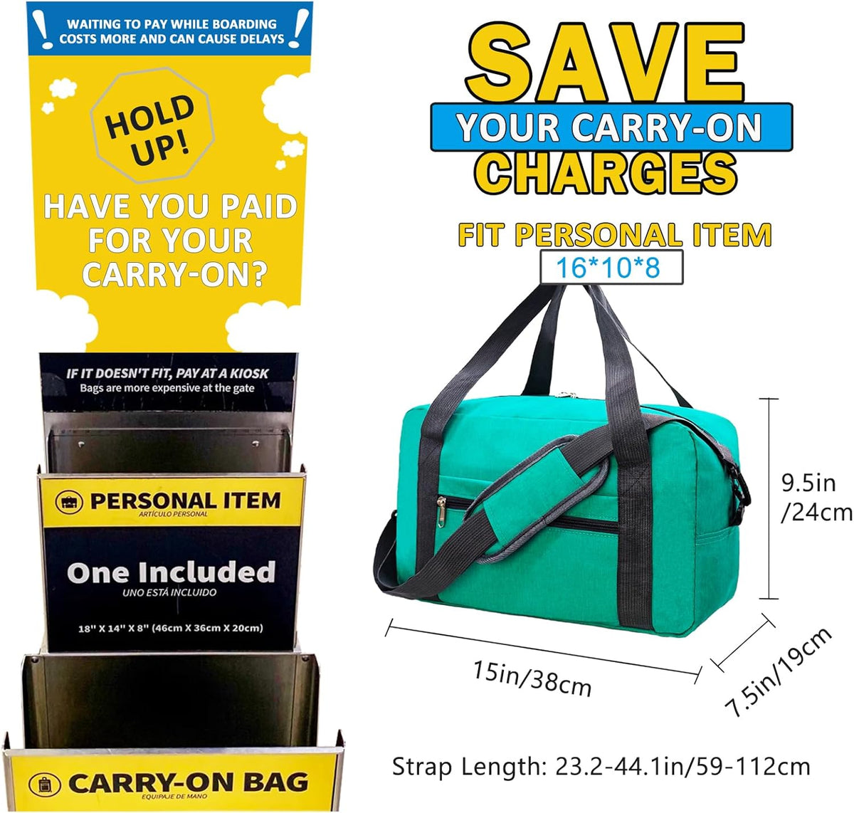 For Spirit Airlines Personal Item Bag 18x14x8 in Underseat Carry-on Luggage foldable Travel Duffle Bag for Airplanes (30L, Navy)