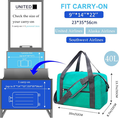 For Spirit Airlines Personal Item Bag 18x14x8 in Underseat Carry-on Luggage foldable Travel Duffle Bag for Airplanes (30L, Navy)