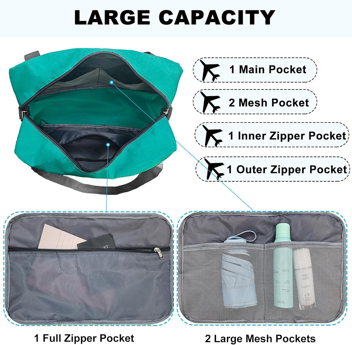 For Spirit Airlines Personal Item Bag 18x14x8 in Underseat Carry-on Luggage foldable Travel Duffle Bag for Airplanes (30L, Navy)