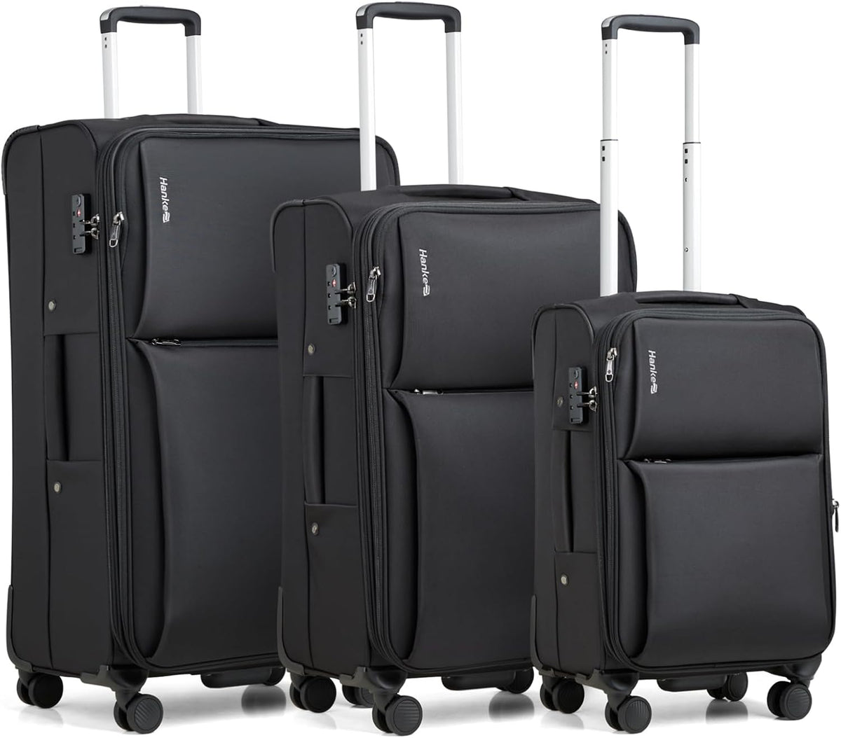 Underseat Carry On Luggage with Wheels, Spinner Small Suitcase, 16-Inch Rolling Under Seat Luggage, Softside Lightweight Carry On Bag for Airplane TSA Travel Personal Item, Black