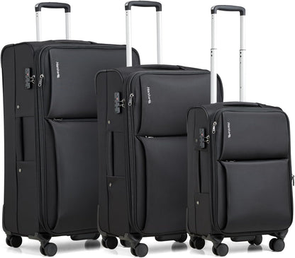 Underseat Carry On Luggage with Wheels, Spinner Small Suitcase, 16-Inch Rolling Under Seat Luggage, Softside Lightweight Carry On Bag for Airplane TSA Travel Personal Item, Black
