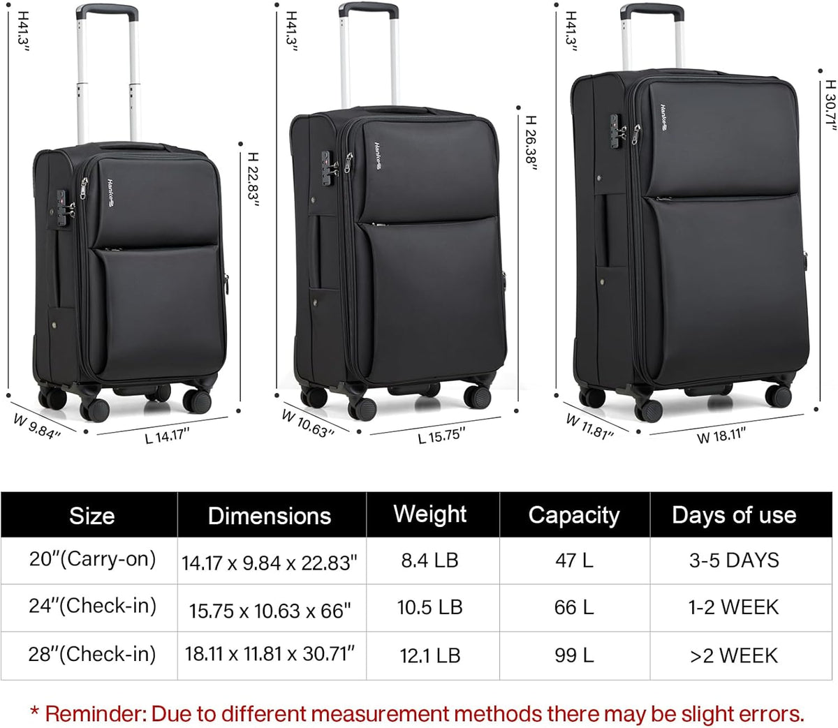 Underseat Carry On Luggage with Wheels, Spinner Small Suitcase, 16-Inch Rolling Under Seat Luggage, Softside Lightweight Carry On Bag for Airplane TSA Travel Personal Item, Black