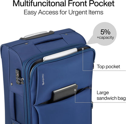 Underseat Carry On Luggage with Wheels, Spinner Small Suitcase, 16-Inch Rolling Under Seat Luggage, Softside Lightweight Carry On Bag for Airplane TSA Travel Personal Item, Black