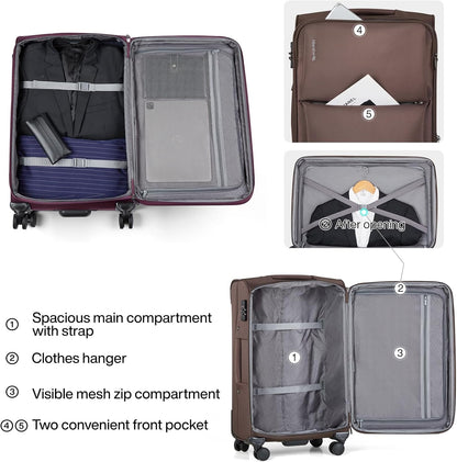 Underseat Carry On Luggage with Wheels, Spinner Small Suitcase, 16-Inch Rolling Under Seat Luggage, Softside Lightweight Carry On Bag for Airplane TSA Travel Personal Item, Black
