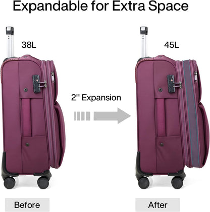 Underseat Carry On Luggage with Wheels, Spinner Small Suitcase, 16-Inch Rolling Under Seat Luggage, Softside Lightweight Carry On Bag for Airplane TSA Travel Personal Item, Black