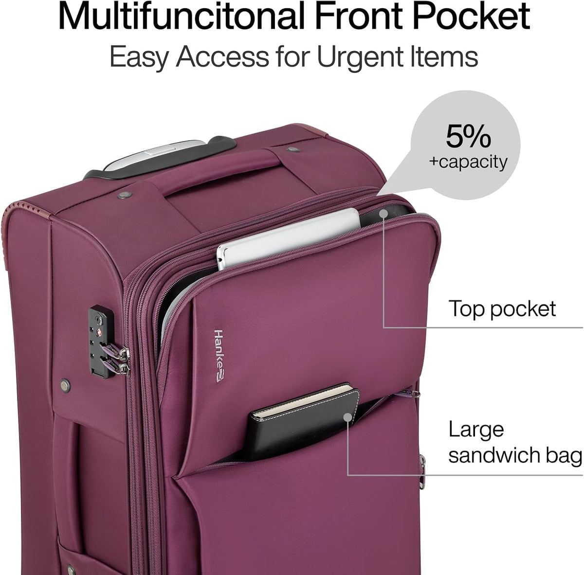 Underseat Carry On Luggage with Wheels, Spinner Small Suitcase, 16-Inch Rolling Under Seat Luggage, Softside Lightweight Carry On Bag for Airplane TSA Travel Personal Item, Black