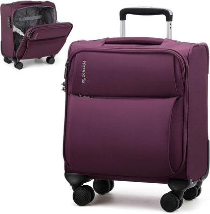 Underseat Carry On Luggage with Wheels, Spinner Small Suitcase, 16-Inch Rolling Under Seat Luggage, Softside Lightweight Carry On Bag for Airplane TSA Travel Personal Item, Black