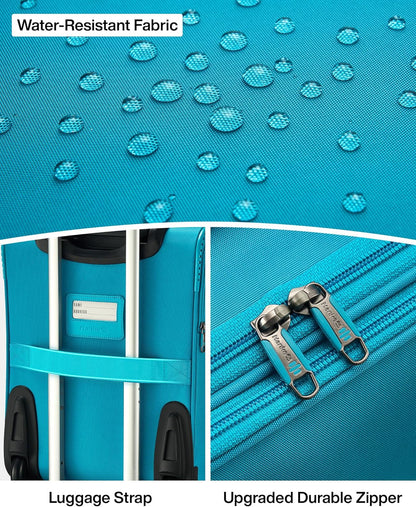 Underseat Carry On Luggage with Wheels, Spinner Small Suitcase, 16-Inch Rolling Under Seat Luggage, Softside Lightweight Carry On Bag for Airplane TSA Travel Personal Item, Black