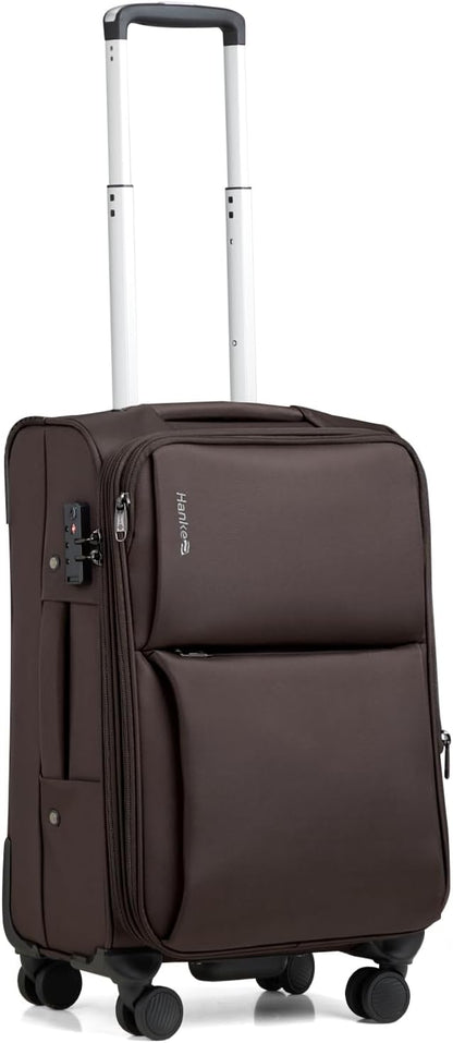 Underseat Carry On Luggage with Wheels, Spinner Small Suitcase, 16-Inch Rolling Under Seat Luggage, Softside Lightweight Carry On Bag for Airplane TSA Travel Personal Item, Black