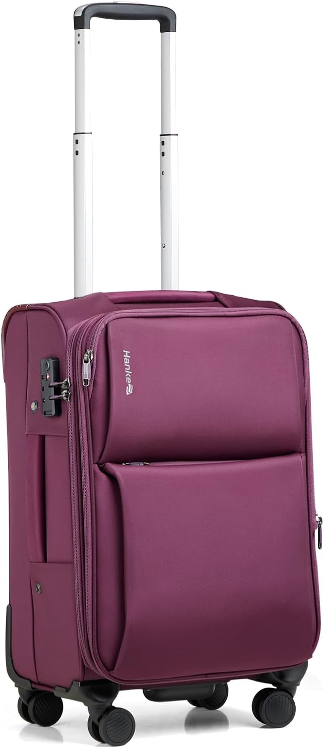 Underseat Carry On Luggage with Wheels, Spinner Small Suitcase, 16-Inch Rolling Under Seat Luggage, Softside Lightweight Carry On Bag for Airplane TSA Travel Personal Item, Black