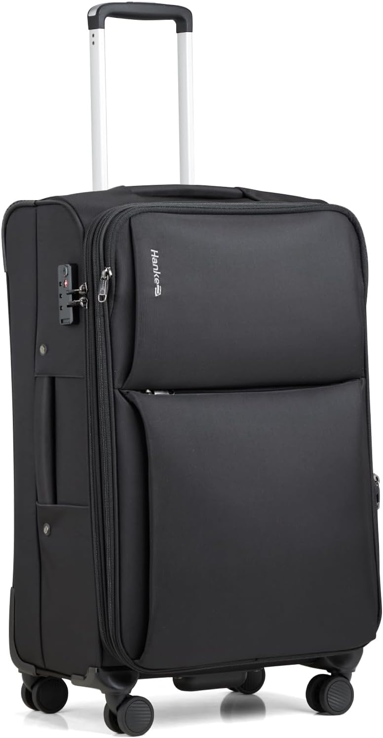 Underseat Carry On Luggage with Wheels, Spinner Small Suitcase, 16-Inch Rolling Under Seat Luggage, Softside Lightweight Carry On Bag for Airplane TSA Travel Personal Item, Black