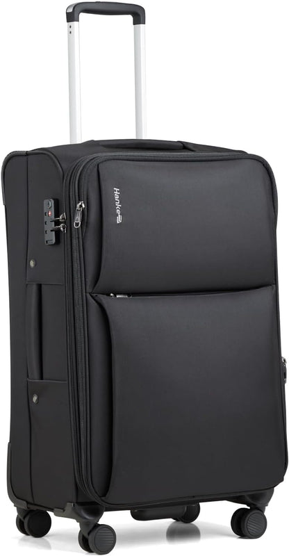 Underseat Carry On Luggage with Wheels, Spinner Small Suitcase, 16-Inch Rolling Under Seat Luggage, Softside Lightweight Carry On Bag for Airplane TSA Travel Personal Item, Black