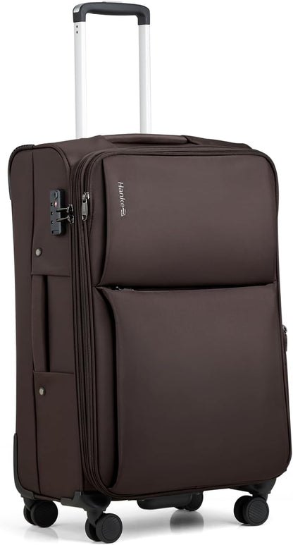 Underseat Carry On Luggage with Wheels, Spinner Small Suitcase, 16-Inch Rolling Under Seat Luggage, Softside Lightweight Carry On Bag for Airplane TSA Travel Personal Item, Black
