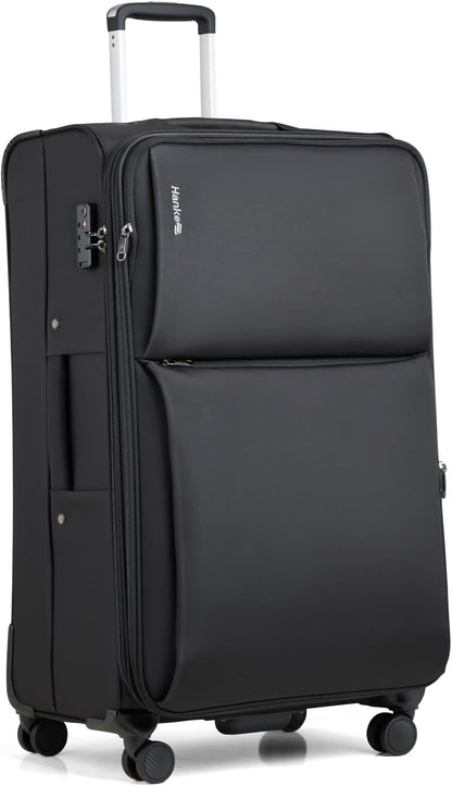 Underseat Carry On Luggage with Wheels, Spinner Small Suitcase, 16-Inch Rolling Under Seat Luggage, Softside Lightweight Carry On Bag for Airplane TSA Travel Personal Item, Black