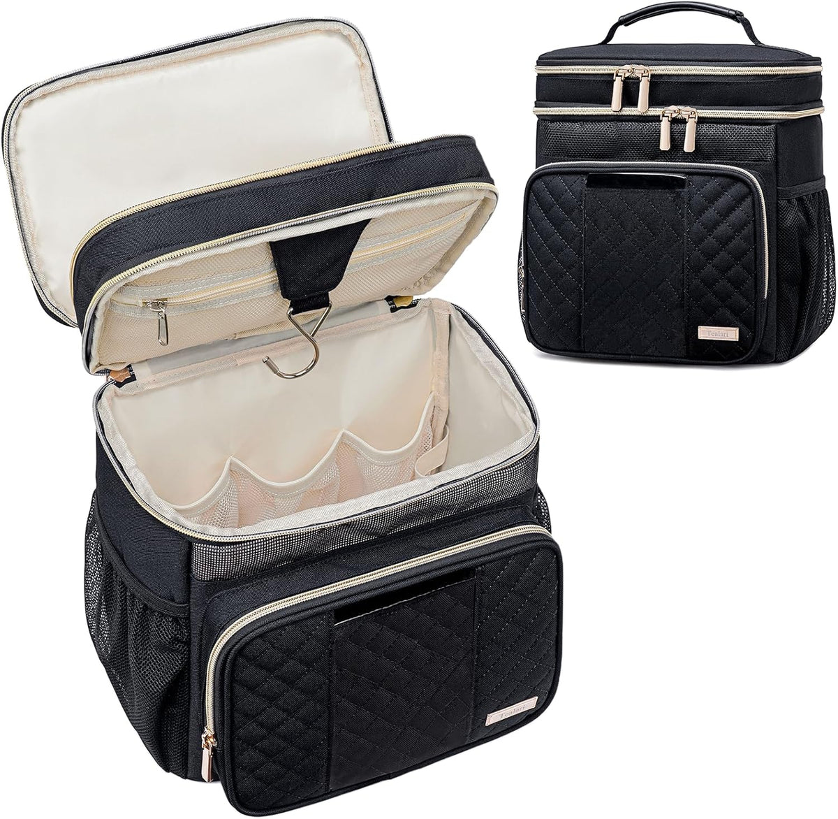 Large Leather Toiletry Bag for Women Men,Bathroom Bag,Water Resistant Shower Bag,Makeup Bag,Portable Shower Caddy for College Dorm,Hanging Travel Toiletry Bag with Transparent Waterproof Phone Pocket