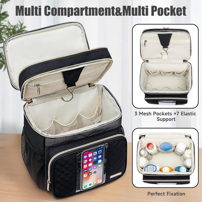 Large Leather Toiletry Bag for Women Men,Bathroom Bag,Water Resistant Shower Bag,Makeup Bag,Portable Shower Caddy for College Dorm,Hanging Travel Toiletry Bag with Transparent Waterproof Phone Pocket