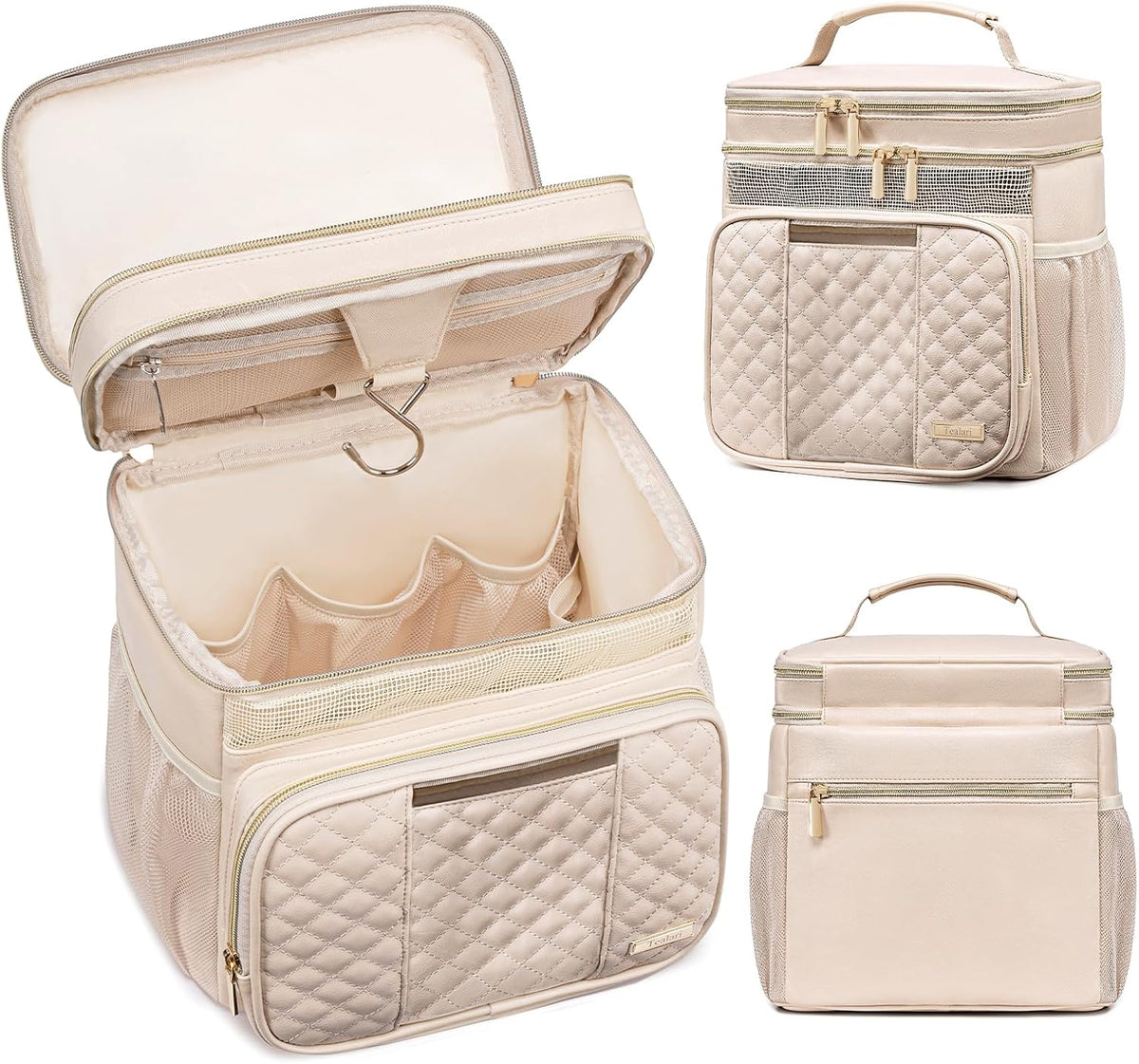 Large Leather Toiletry Bag for Women Men,Bathroom Bag,Water Resistant Shower Bag,Makeup Bag,Portable Shower Caddy for College Dorm,Hanging Travel Toiletry Bag with Transparent Waterproof Phone Pocket