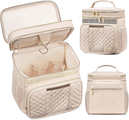 Large Leather Toiletry Bag for Women Men,Bathroom Bag,Water Resistant Shower Bag,Makeup Bag,Portable Shower Caddy for College Dorm,Hanging Travel Toiletry Bag with Transparent Waterproof Phone Pocket