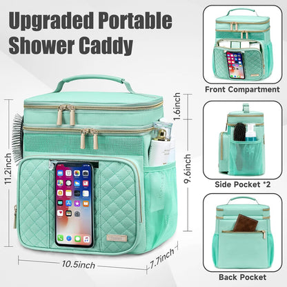 Large Leather Toiletry Bag for Women Men,Bathroom Bag,Water Resistant Shower Bag,Makeup Bag,Portable Shower Caddy for College Dorm,Hanging Travel Toiletry Bag with Transparent Waterproof Phone Pocket