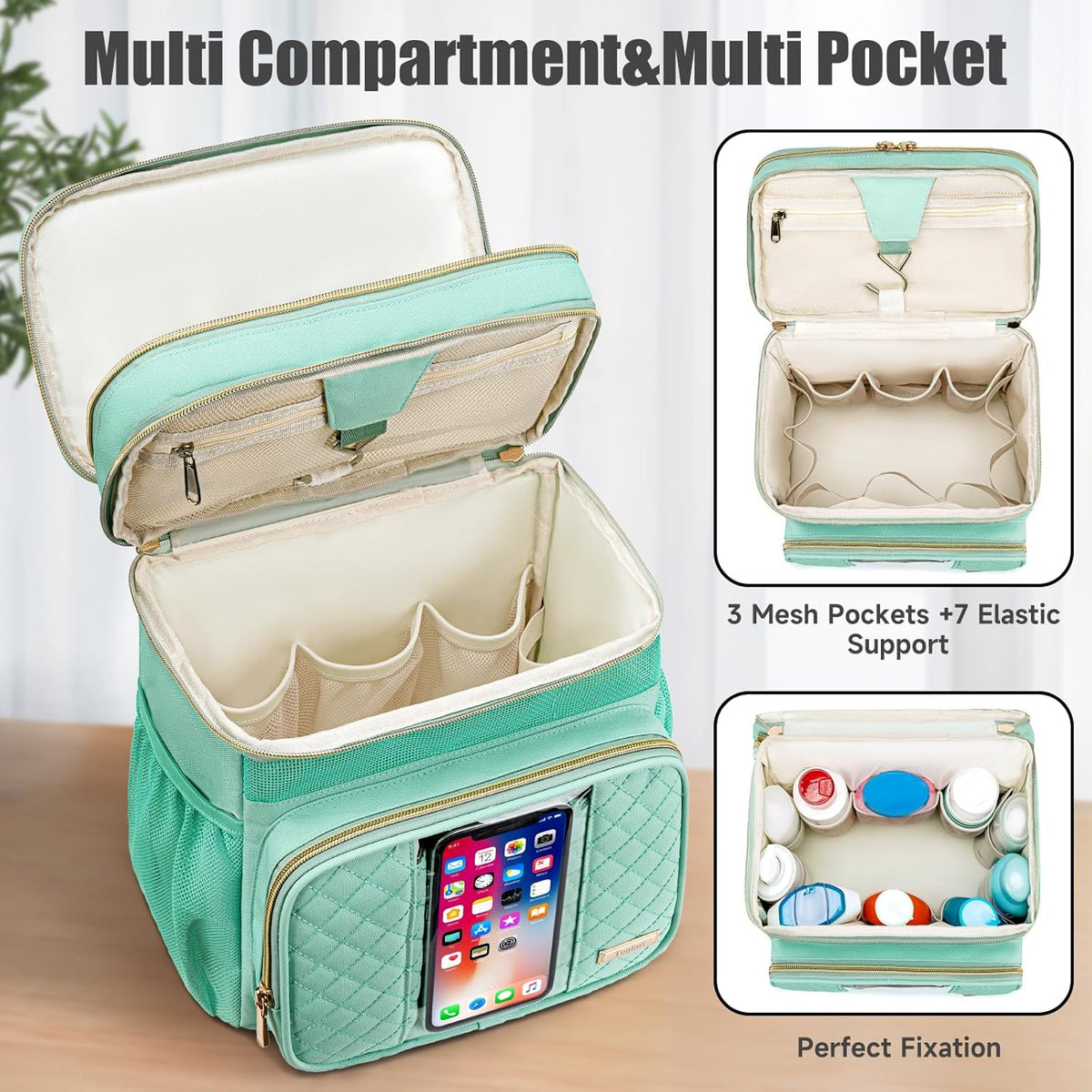 Large Leather Toiletry Bag for Women Men,Bathroom Bag,Water Resistant Shower Bag,Makeup Bag,Portable Shower Caddy for College Dorm,Hanging Travel Toiletry Bag with Transparent Waterproof Phone Pocket