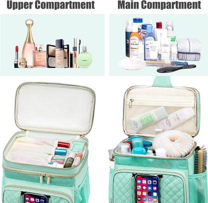Large Leather Toiletry Bag for Women Men,Bathroom Bag,Water Resistant Shower Bag,Makeup Bag,Portable Shower Caddy for College Dorm,Hanging Travel Toiletry Bag with Transparent Waterproof Phone Pocket