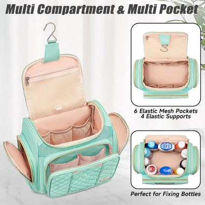 Large Leather Toiletry Bag for Women Men,Bathroom Bag,Water Resistant Shower Bag,Makeup Bag,Portable Shower Caddy for College Dorm,Hanging Travel Toiletry Bag with Transparent Waterproof Phone Pocket