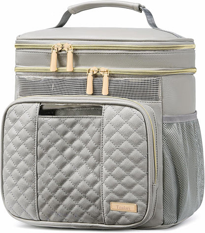 Large Leather Toiletry Bag for Women Men,Bathroom Bag,Water Resistant Shower Bag,Makeup Bag,Portable Shower Caddy for College Dorm,Hanging Travel Toiletry Bag with Transparent Waterproof Phone Pocket
