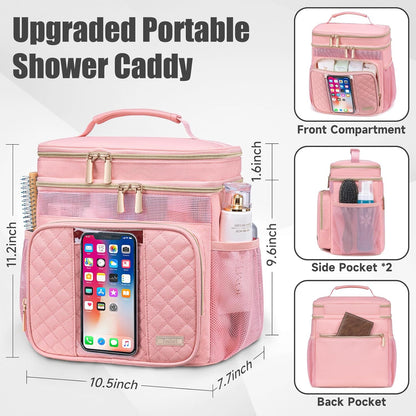 Large Leather Toiletry Bag for Women Men,Bathroom Bag,Water Resistant Shower Bag,Makeup Bag,Portable Shower Caddy for College Dorm,Hanging Travel Toiletry Bag with Transparent Waterproof Phone Pocket
