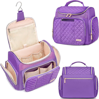 Large Leather Toiletry Bag for Women Men,Bathroom Bag,Water Resistant Shower Bag,Makeup Bag,Portable Shower Caddy for College Dorm,Hanging Travel Toiletry Bag with Transparent Waterproof Phone Pocket