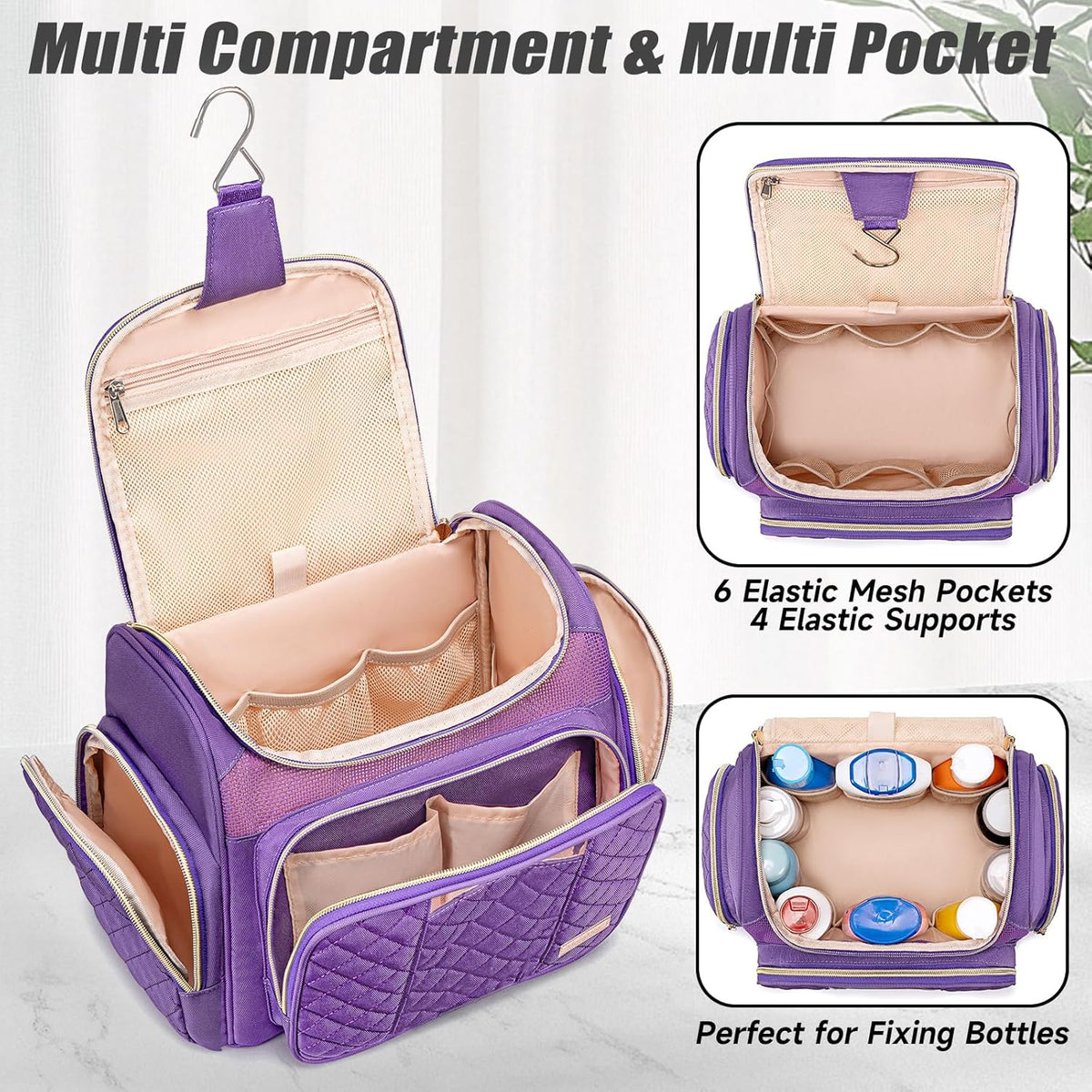 Large Leather Toiletry Bag for Women Men,Bathroom Bag,Water Resistant Shower Bag,Makeup Bag,Portable Shower Caddy for College Dorm,Hanging Travel Toiletry Bag with Transparent Waterproof Phone Pocket